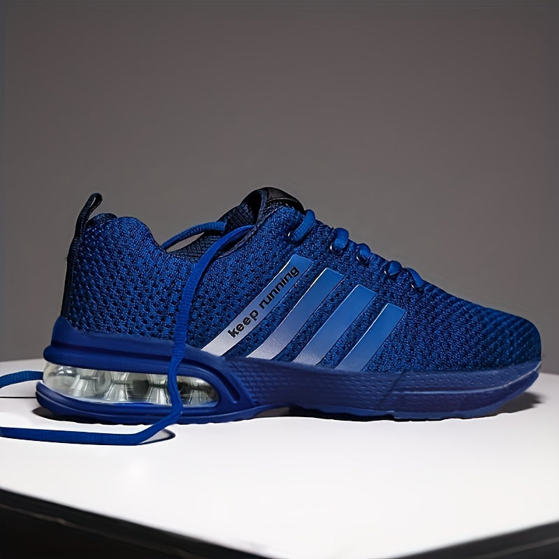 Lace-up Sneakers With Air Cushion, Striped Athletic Shoes