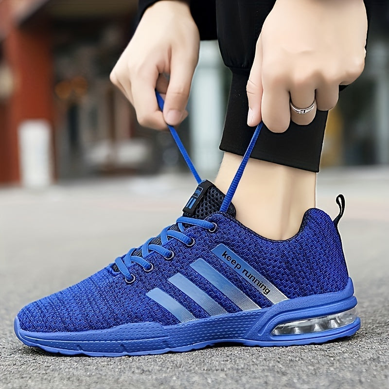 Lace-up Sneakers With Air Cushion, Striped Athletic Shoes