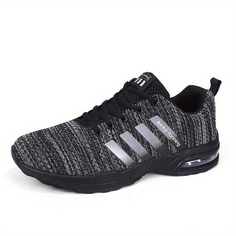 Lace-up Sneakers With Air Cushion, Striped Athletic Shoes