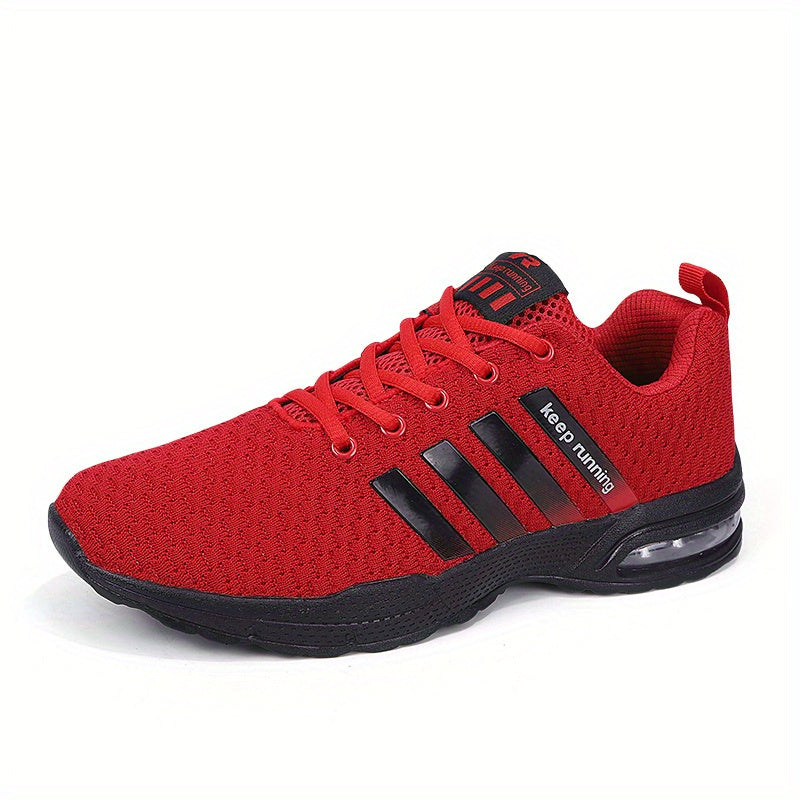 Lace-up Sneakers With Air Cushion, Striped Athletic Shoes