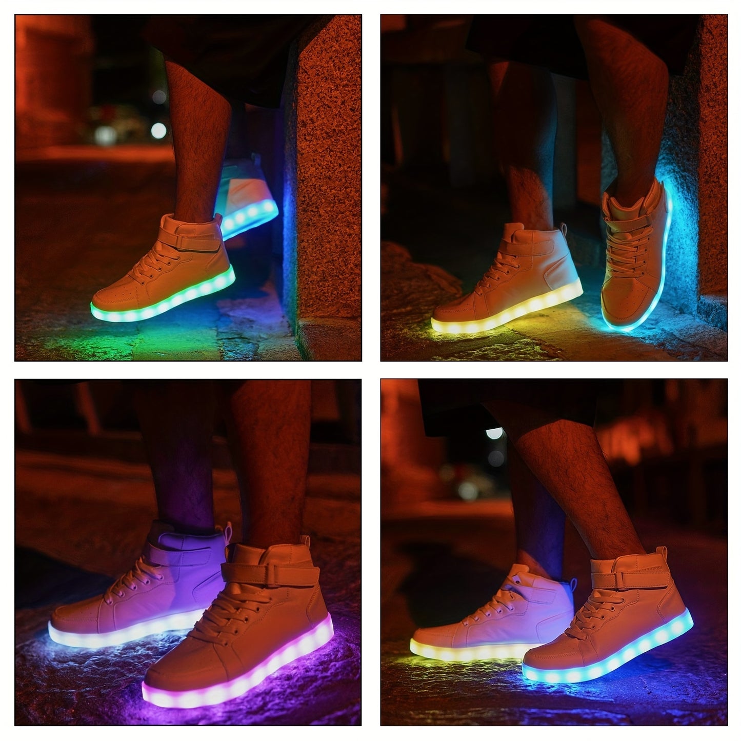 Trendy Led Light Up HighTop Sneakers, USB Charging